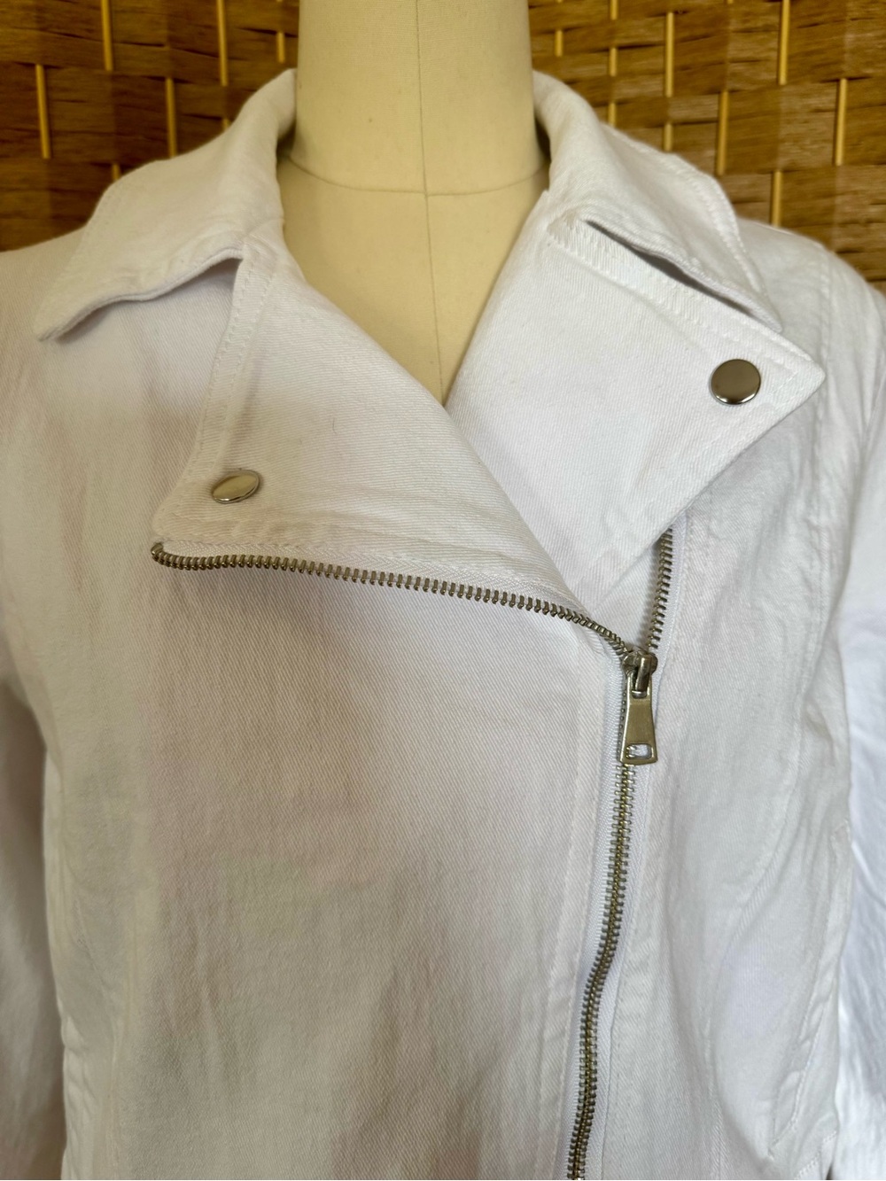 NWT Steve Madden white denim moto jacket L - Picture 3 of 14